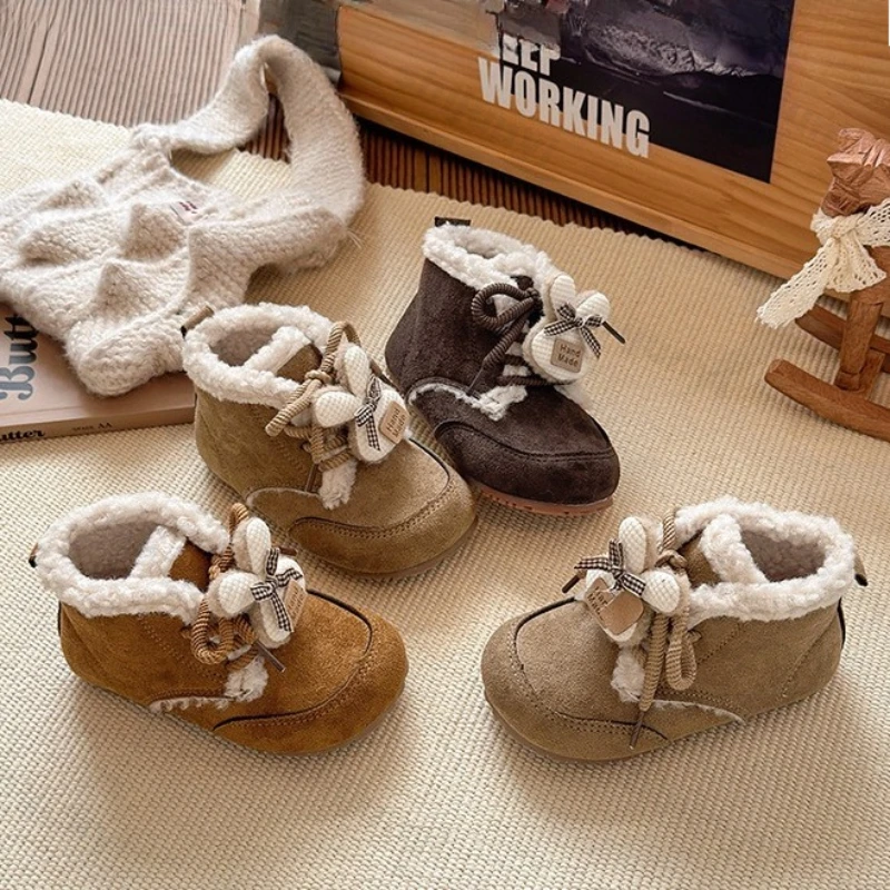 

Children's Cute Rabbit Thickern Warm Casual Cotton Shoes 2025 Winter Girls Fashion Versatile Plush Comfortable Hairy Short Boots