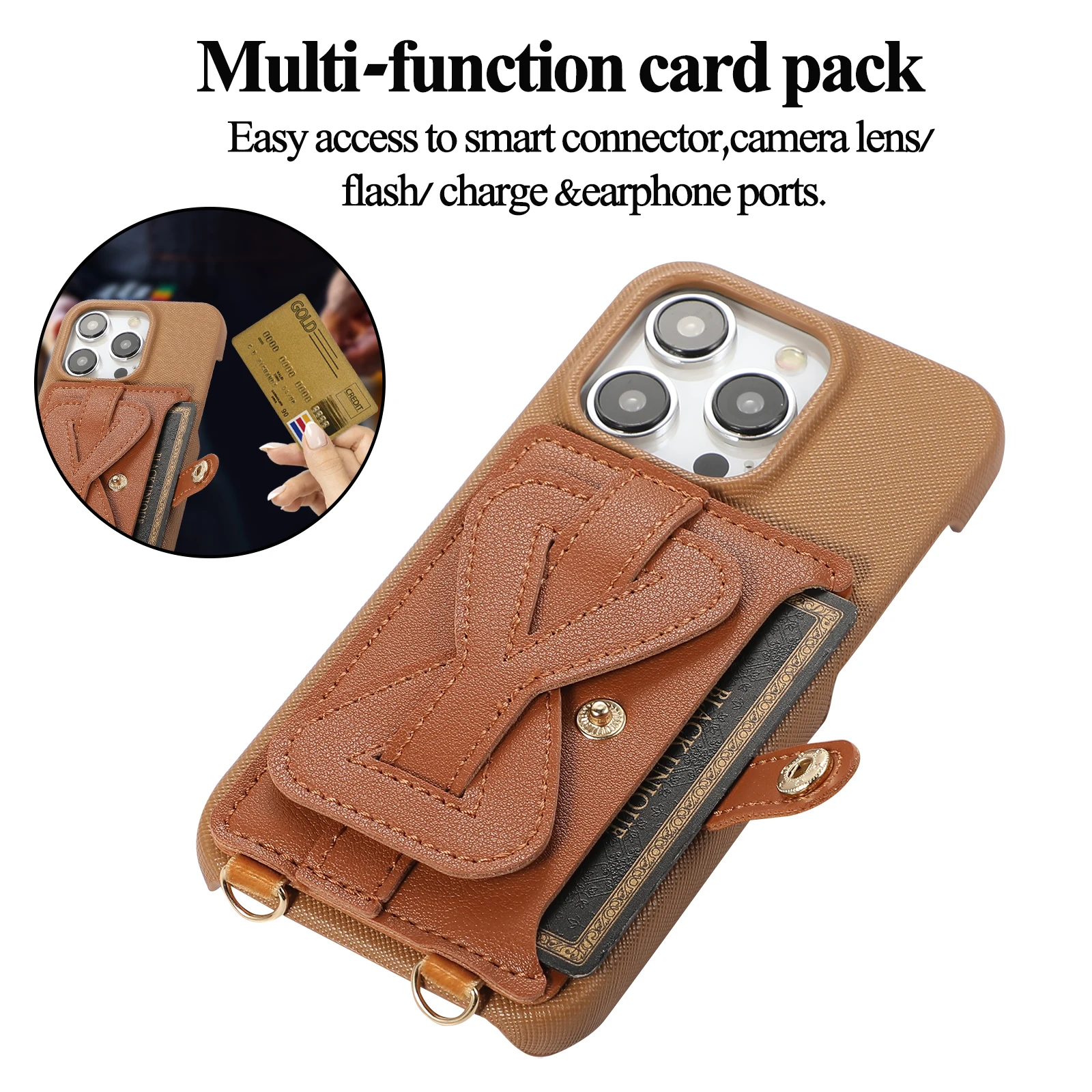 Crossbody Cards Solt Wallet Leather Case For iPhone 15 Pro Max 14 Plus 13 Mini 12 11 Long Lanyard Pocket Cross Love Bag Cover