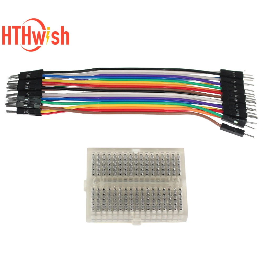 1set DIY Kit SYB-170 Transparent Breadboard Protoboard Mini 170 holes Universal Solderless Test board Male to Male dupont Line