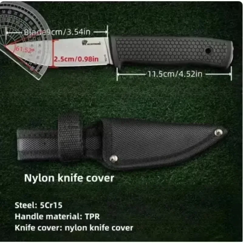 High hardness EDC straight knife with sheath, sturdy and durable multi-purpose knife, camping and hunting survival knife