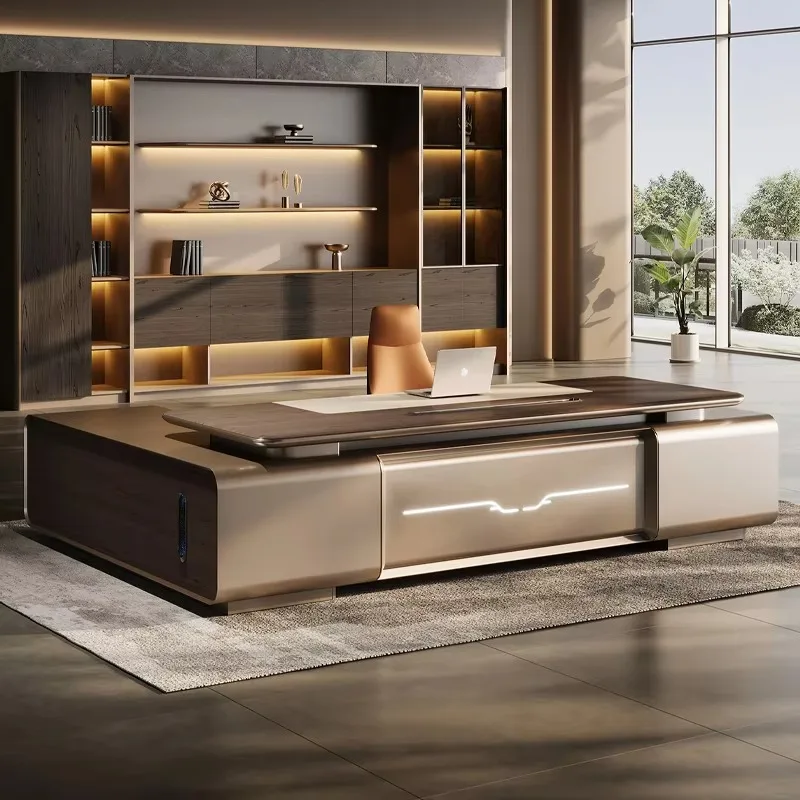 High End E0 Level MDF Modular Healthy Modern Light Luxury Senior Leadership Office Desk for Presidents and Board Directors