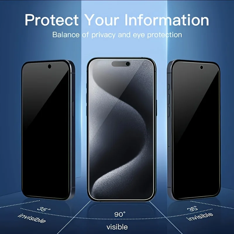 4 Piezas Protector de Privacidad de Vidrio Templado Fácil de Instalar para iPhone 17 Pro Max/17 Air/16/15/14/13/12/11/16e/Plus/Mini/X/XR/XS Max/7/8/SE2/SE3 2