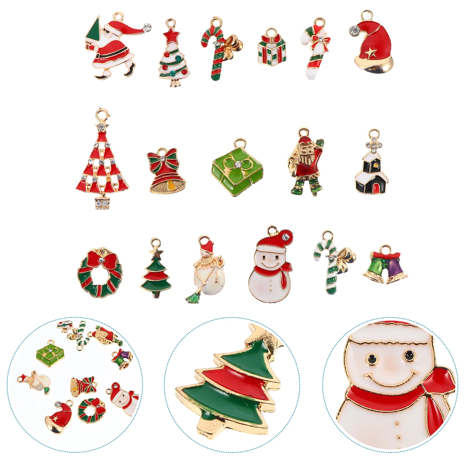 17 Pcs Gift Christmas Ornaments Gifts for Stocking Stuffers Enamel Charms Alloy DIY Supplies