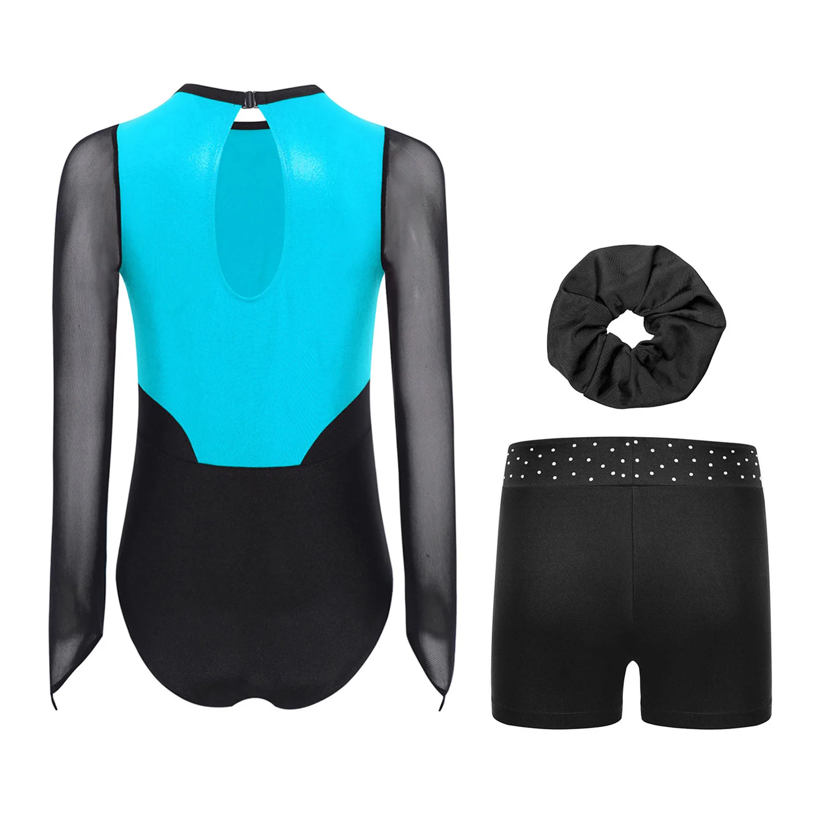 Long Sleeves Figure Ice Skating Dance Outfits for Girls Kids Rhinestones Ballet Jersey Rhythmic Gymnastics Performance Dancewear