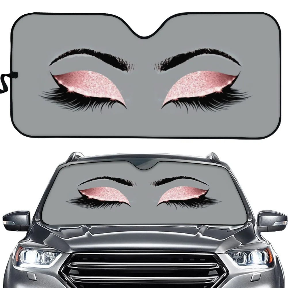 

Car Women Big Eyes with Long Eyelash Printed Car Sunshade Custom Your Name Auto Accessories Car Window Windscreen Covers