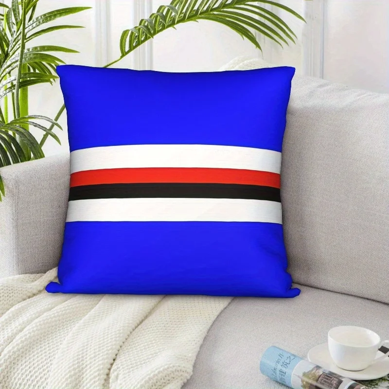 1pcs Short Plush Sampdoria Striped Pillow Cover 18x18 Inch Double Sided Print Cushion Case Home Decor
