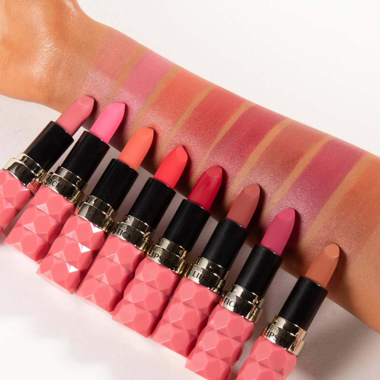 Clubday 8 couleurs diamant coupe mat rouge à lèvres longue durée imperméable sans perte de couleur antiadhésif velours mat rouge à lèvres