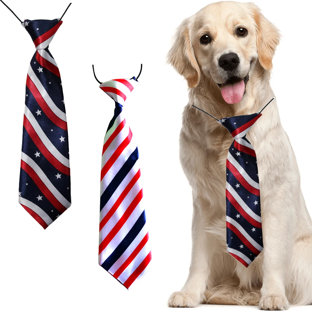 

80pcs 4th July Dog Ties American Independence Day Pet Neckties Acciessories for Large Dog Neckties Bulk Dog Grooming Products