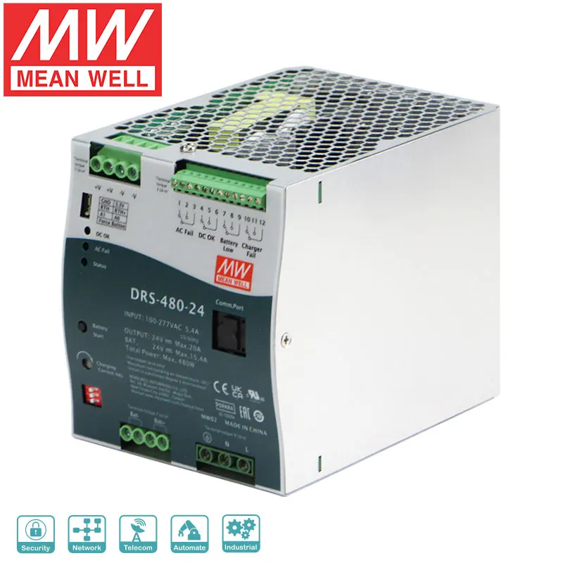 Imagem -02 - Meanwell Drs480 Tudo-em-um da Fonte de Alimentação 480w 24v 36v 48v ac dc Unidades de Alimentação com dc Ups Carregador de Bateria