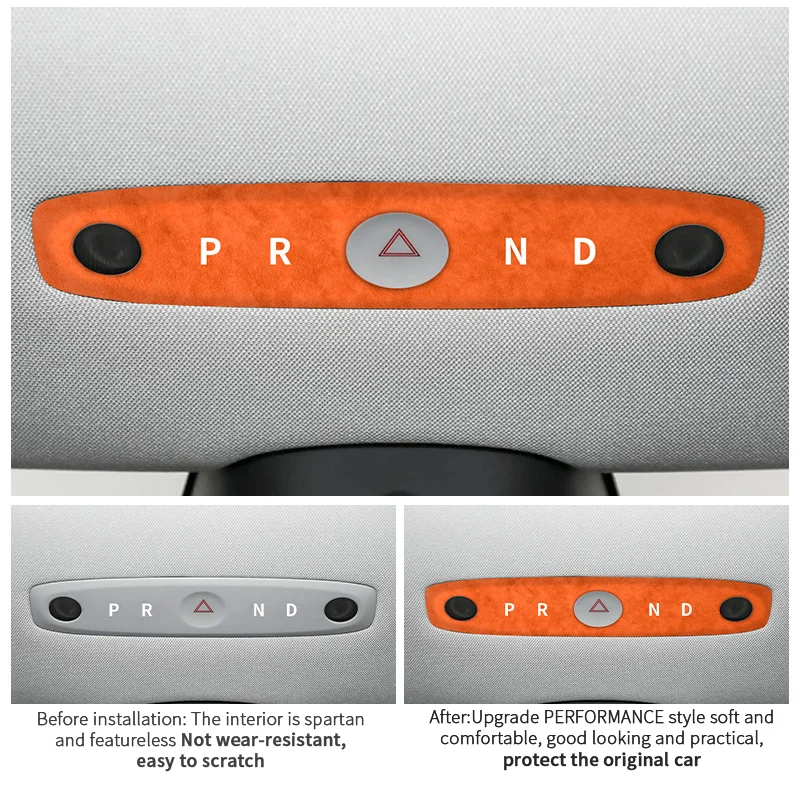 For Tesla Model 3 (2023-) Model Y (2025-) Car Front Reading Light Panel Trim Sticker Made of Alcantara Interior Tuning Accessory