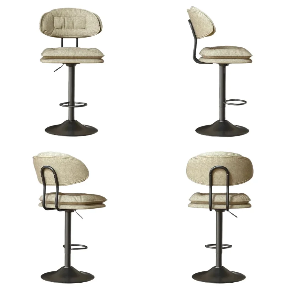 Modern Bar chair, Ergonomic Upholstered Bar Stools with Back, Adjustable Double-Layer Counter Stools, Swivel Barstools