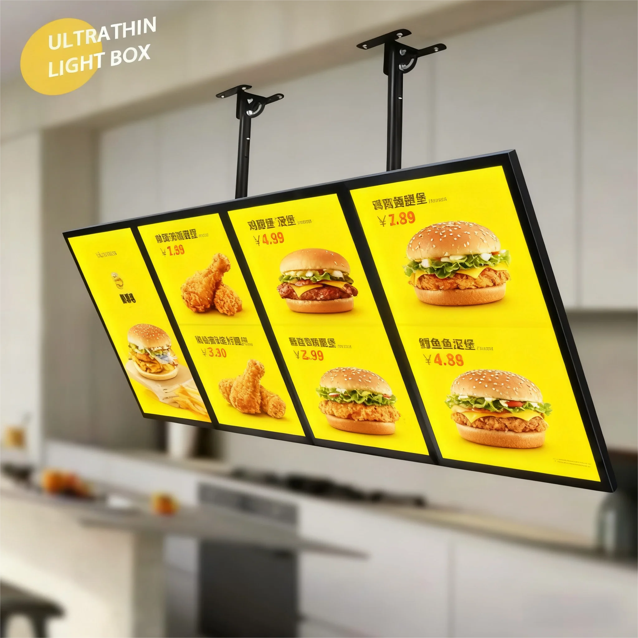 Custom Aluminum Magnetic LED Menu Board - Easy Replacement Poster Light Box Auto Brightness for Coffee Shop Counter Restaurant