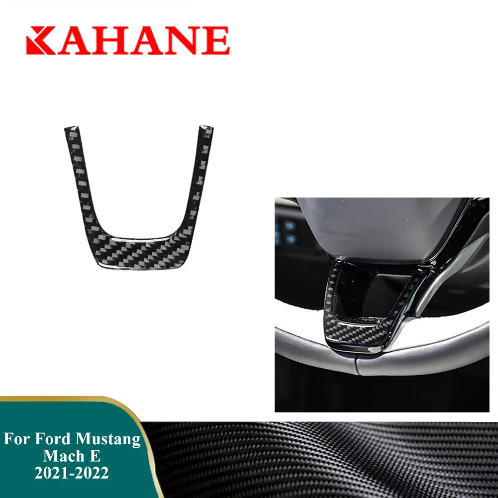 

1pcs For Ford Mustang Mach-E 2021 2022 Steering Wheel Carbon Fiber Sticker Car Interior Cover Trim Decorate Moulding Accessories