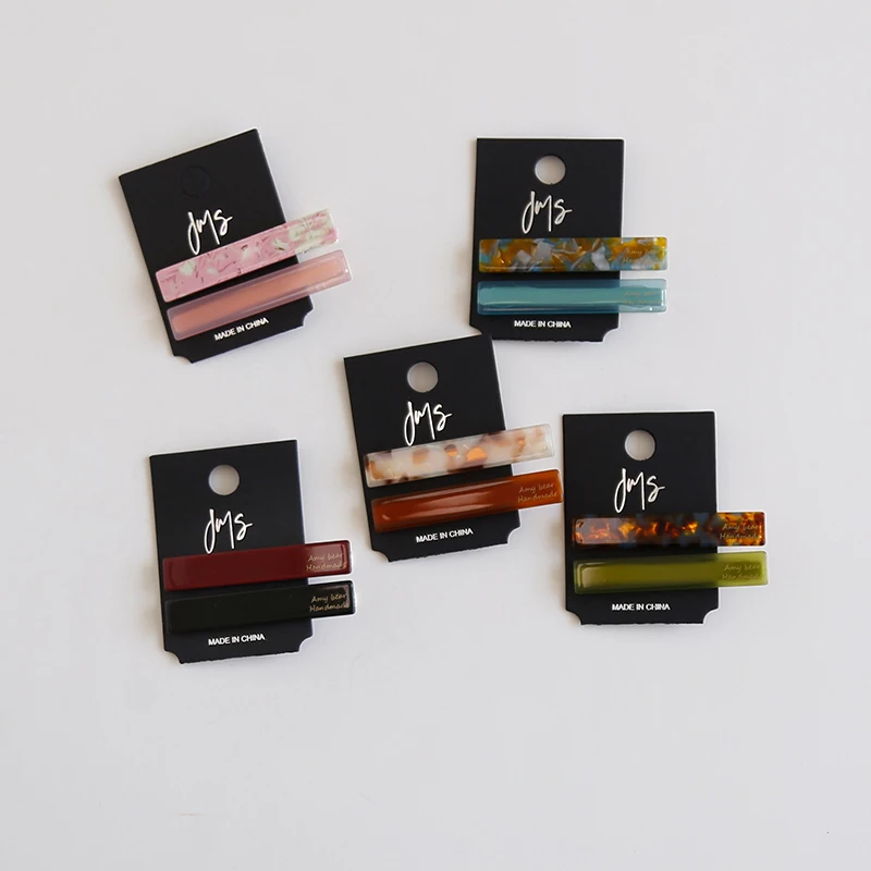 2 unids/set de pinzas para el cabello de acetato, horquillas geométricas con fuente, Pin lateral, accesorios para el cabello simples y dulces para mujer