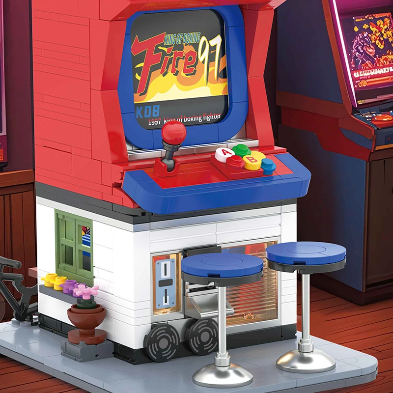 クリエイティブレトロボクシングファイティングアーケードビルディングブロックモデル、MOCストリートゲームコンソールミニ粒子アセンブリおもちゃ、男の子へのギフト用