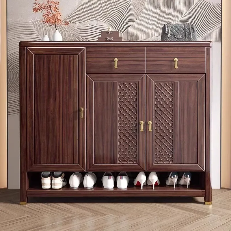 Nuevo Gabinete de zapatos de madera maciza de estilo chino, gabinete de entrada de almacenamiento de puerta para el hogar, partición para sala de estar