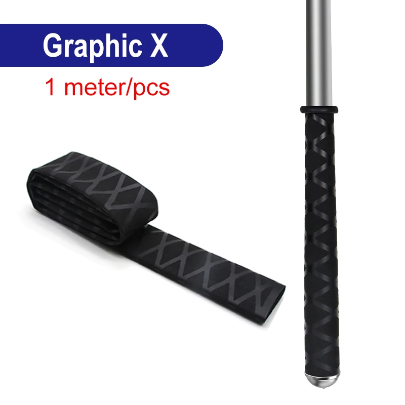 1M/1.6M Anti Slip Fishing Rod Heat Shrink Tube Dia.15 18 20 22 25 30 40 50mm Pure Black Bicycle Handle Bar Protect Wrap Sleeves