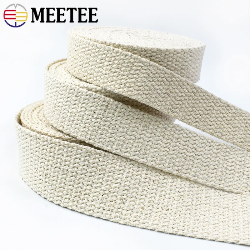 Meetee – sangle en coton Beige, 2/5/10M, 10-50mm, 1.5mm d'épaisseur, ruban en toile pour sacs, sangle pour vêtements, bricolage, accessoires de ruban à coudre