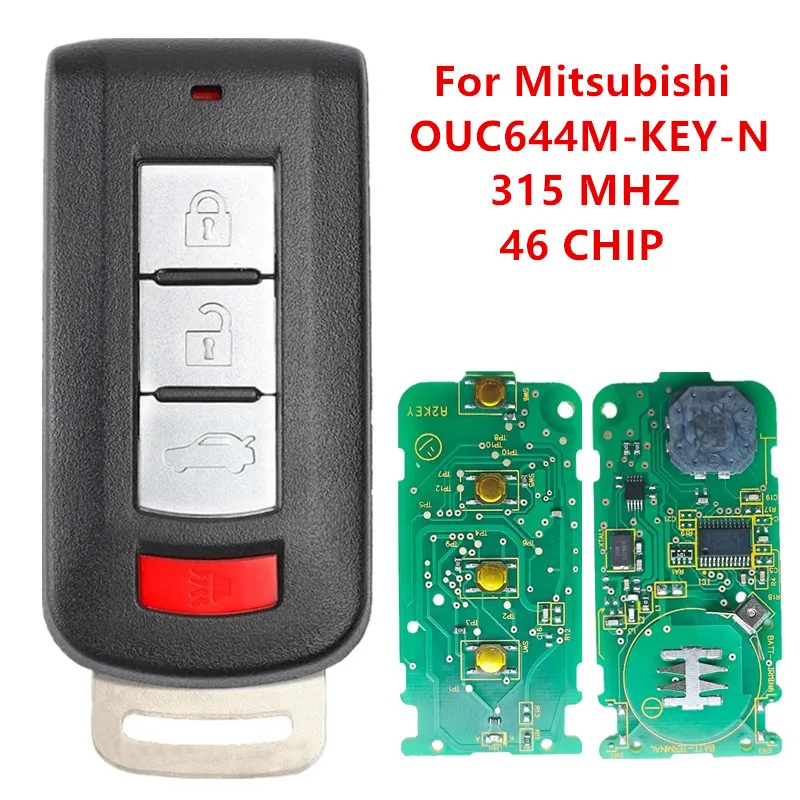 Smart Remote Key OUC644M-KEY-N 3+1 Buttons 315 MHz 46 Chip Compatible with Mitsubishi Lancer Outlander Mirage - Vehicle Access C