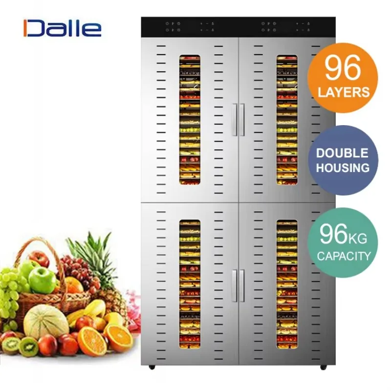 

Factory Supply 96 Trays 100kg Capacity Stainless Steel Veggie Dryer Machine Industrial Fruit Dehydrator