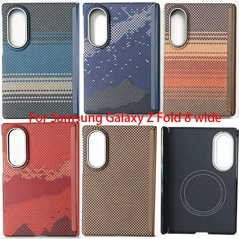 Genuine Aramid Carbon Fiber Woven For Magsafe Case for Samsung Galaxy Z Fold 8 Z Fold 8 Wide Hinge Thin Hard Light Cover Frame
