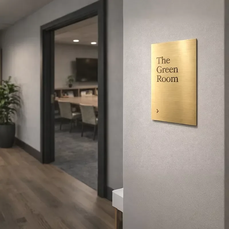 Brass Business Logo Etched and Engraved Metal Panel for Office Hotels Shops Inside/Outside Decoration