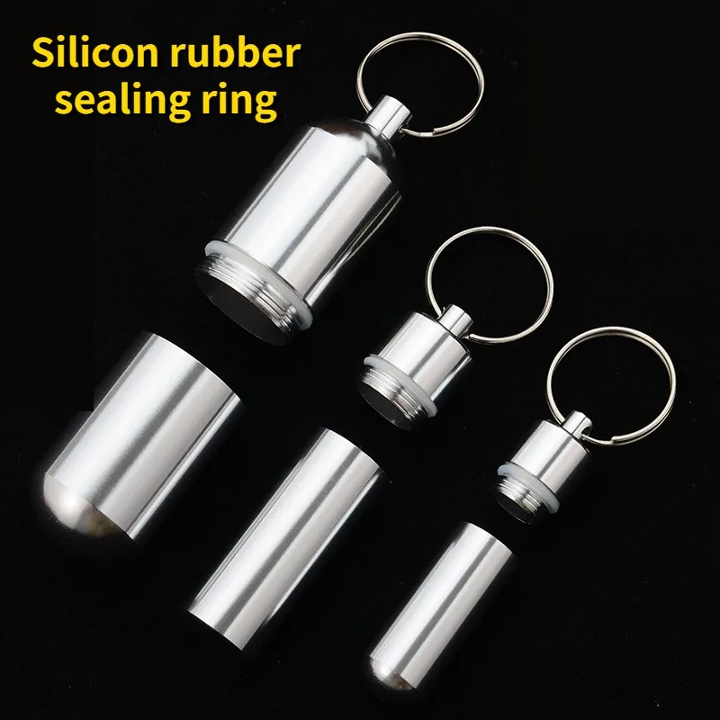 Waterproof Aluminum Pill Box Case Bottle Cache Drug Holder for Traveling Camping Container Keychain Medicine Box Health Care