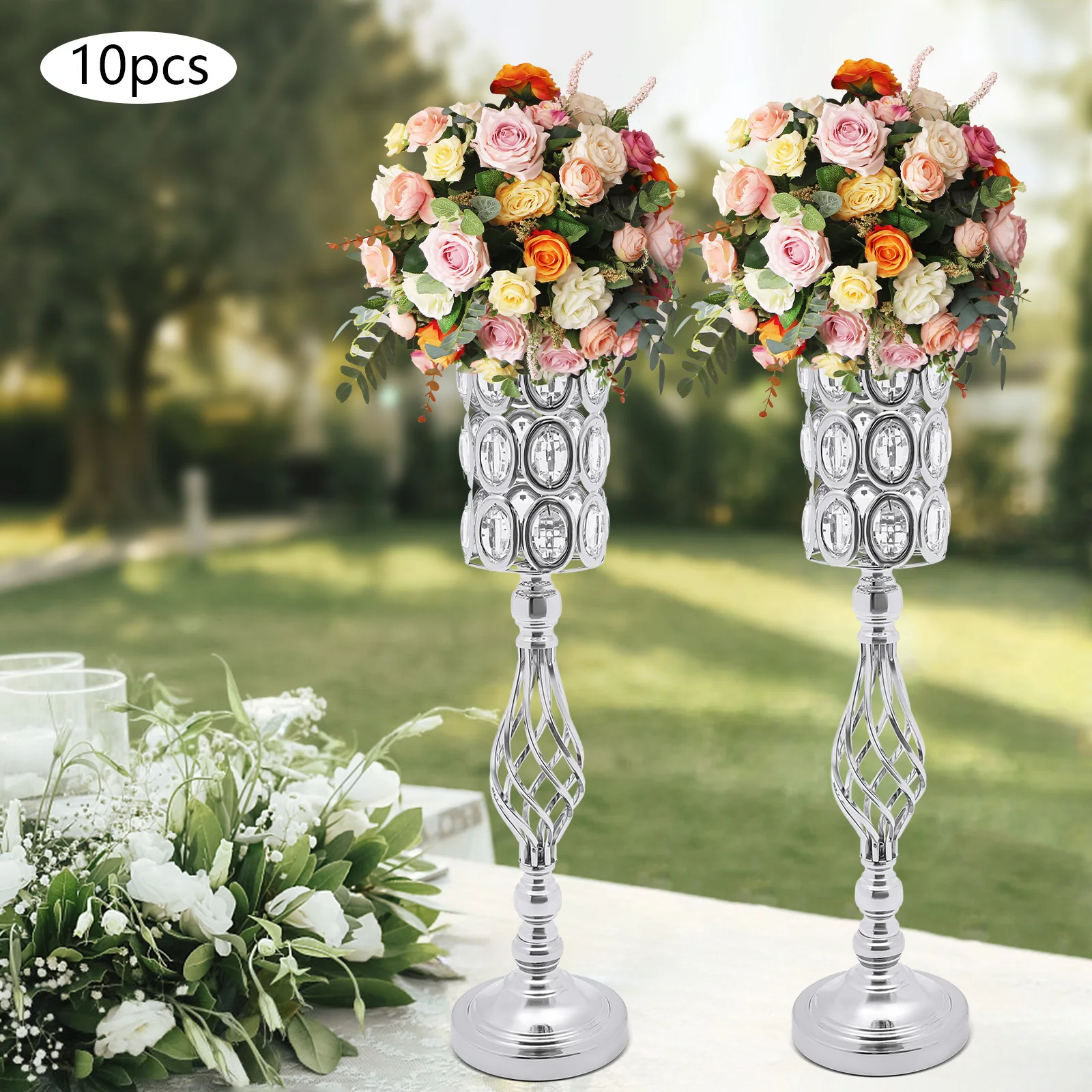 10pcs Wedding Flower Vases Diamond Crystal Wedding Table Centerpiece Flower Stand