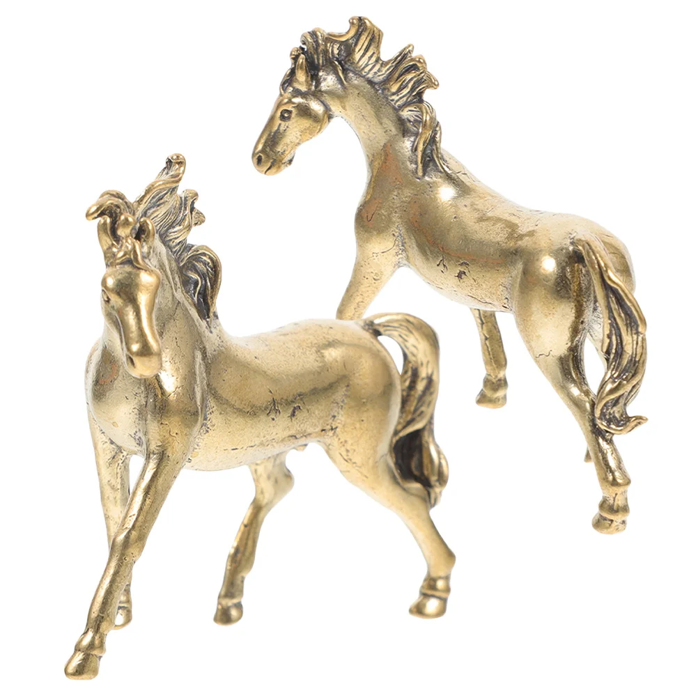 

2Pcs Copper Horse Ornament Material Long Lasting Office Decor Success Symbol Copper Horse Metal Animal