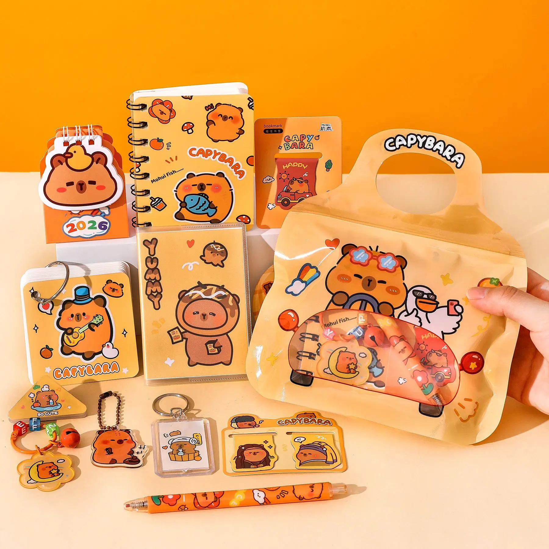 Niedliches Capybara Schreibwaren-Geschenkset, Schulbedarf für Kinder Schreibset, Belohnung für den Unterricht & Partygeschenk