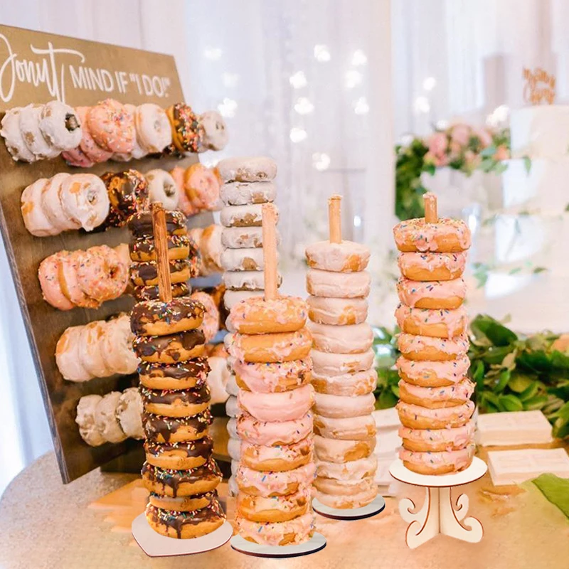 Diy decoração de casamento donuts parede de madeira suporte sobremesa donut mesa titular exibição crianças festa aniversário chá de bebê