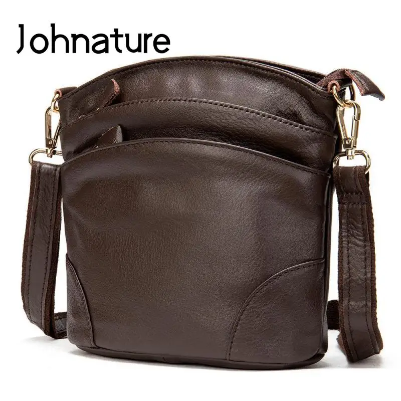 

Johnature Leisure Women Bag Genuine Leather 2024 New Vintage Solid Color Soft Real Cowhide Versatile Shoulder & Crossbody Bags