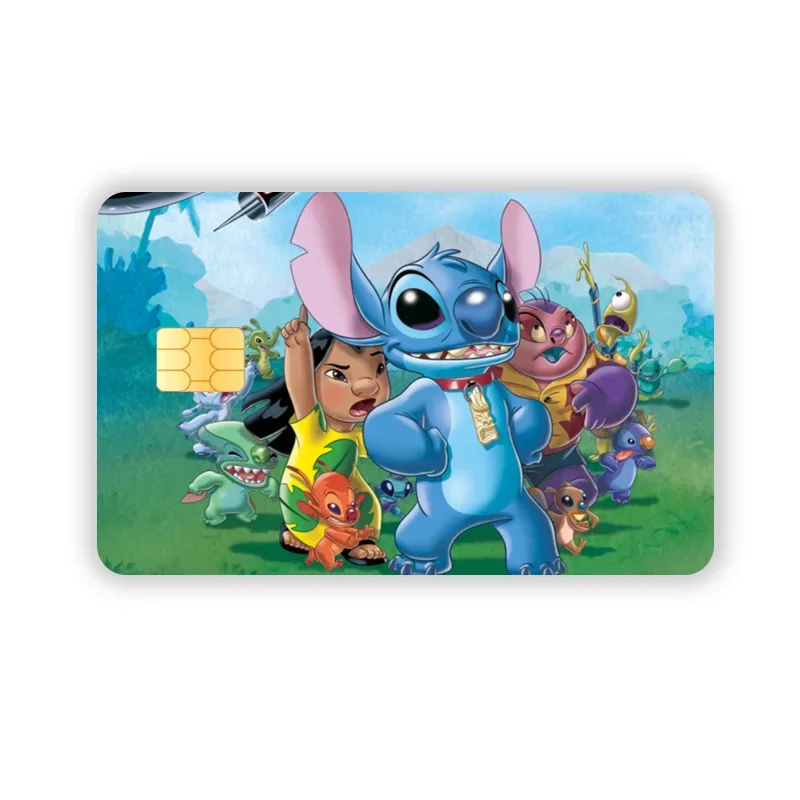 Anime Stitch Pvc Stickers Kawaii Creative Debit Debit Bank Cards Waterproof Hd Laser Film Skin Case Front Tape Girl Gifts