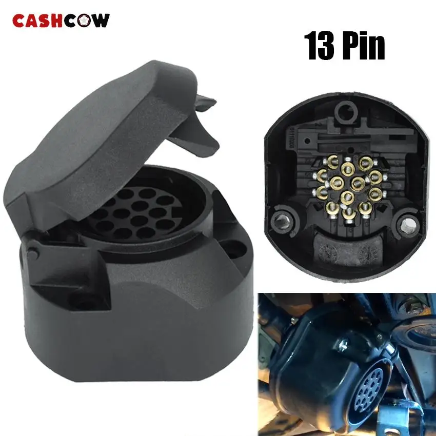 13 Pin Trailer Socket Euro 12V Plastic Durable 13-Pole Electrical Connector Light Adaptor Car Parts for Caravans pulling Truck