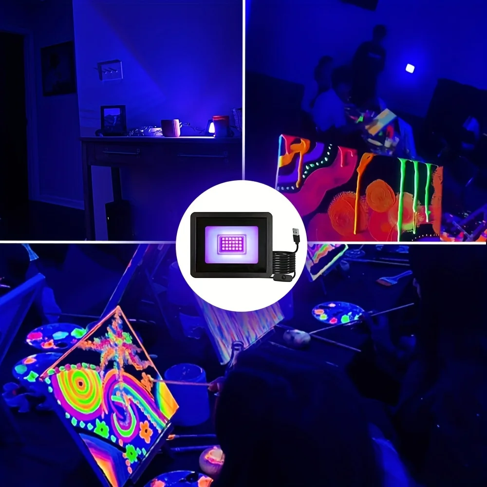 20W LED UV Spotlight 385-400nm UV Floodlight, Fluorescent Stage Light UV Effect with Switch for Party, DJ, Festival Lighting