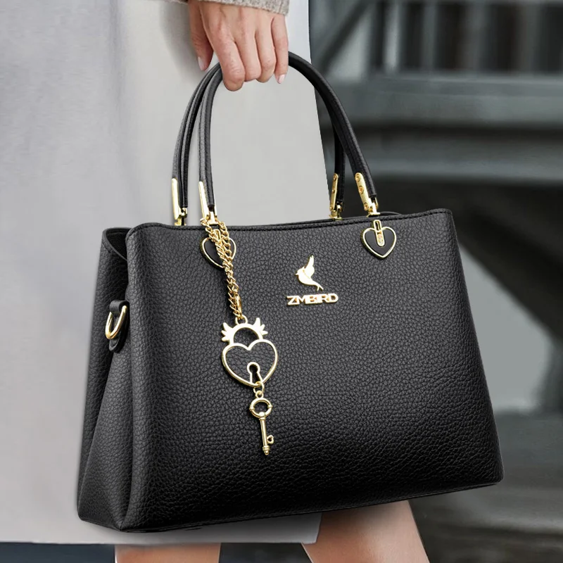 Women's Handbag High Quality PU Leather Bags Women Fashion Pendant Messenger Bag 3-Layer Large Capacity Women's Leisure Tote Bag