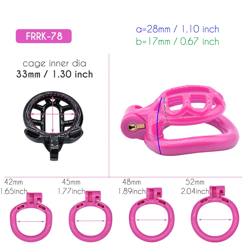 FRRK 3D Print Kink Lightweight Chastity Cage for Male Femboy Training Cock Lock with 4 Plastic Penis Rings Couple Sex Toys