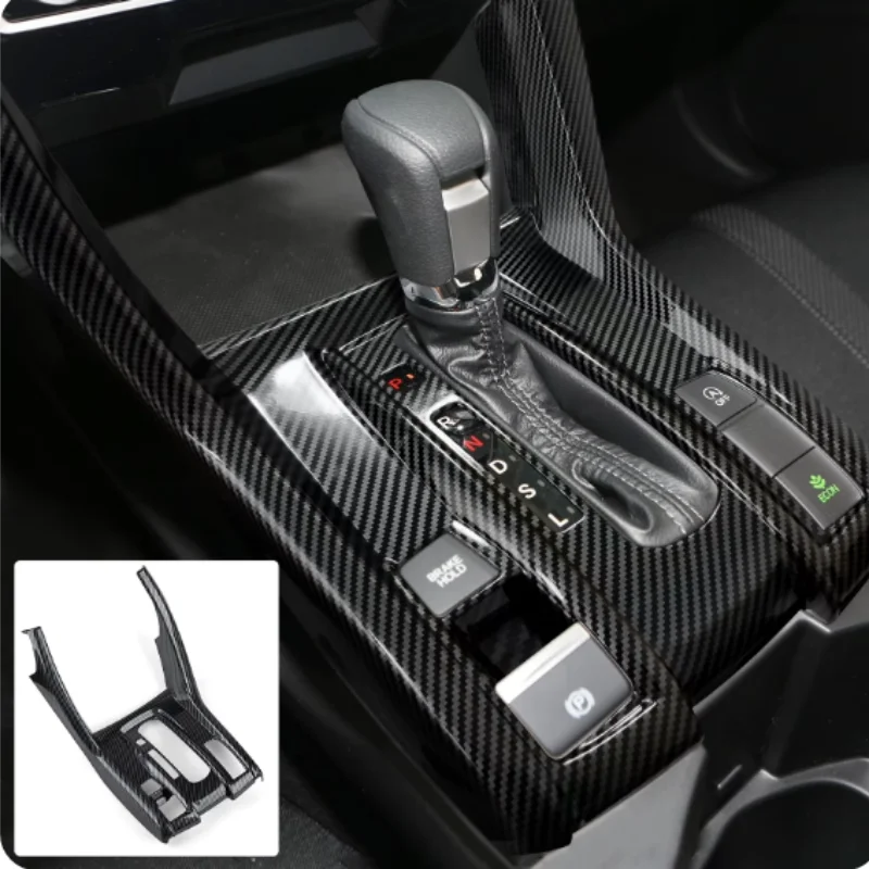 

Car Gear Shift Panel for 2016 2017 2018 2019 2020 2021 Honda Civic 10th Gen Accessories Cup Holder Frame Carbon Fiber Sticker