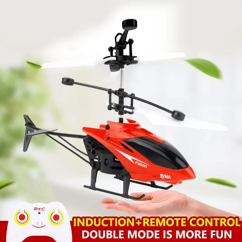 Remote Control Airplane Helicopter Flying Mini Interaction Airplane Gesture Sensing Children Flashing Light Aircraft Kids Toy