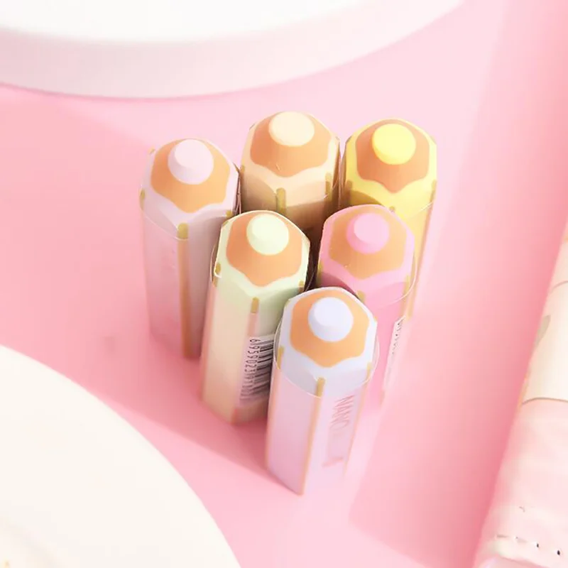 Kawaii Pencil Shape Rubber Eraser Korean Stationery Macaron Color Cute Pencil Erasers Kids Writing Tools School Office Supplies image 6