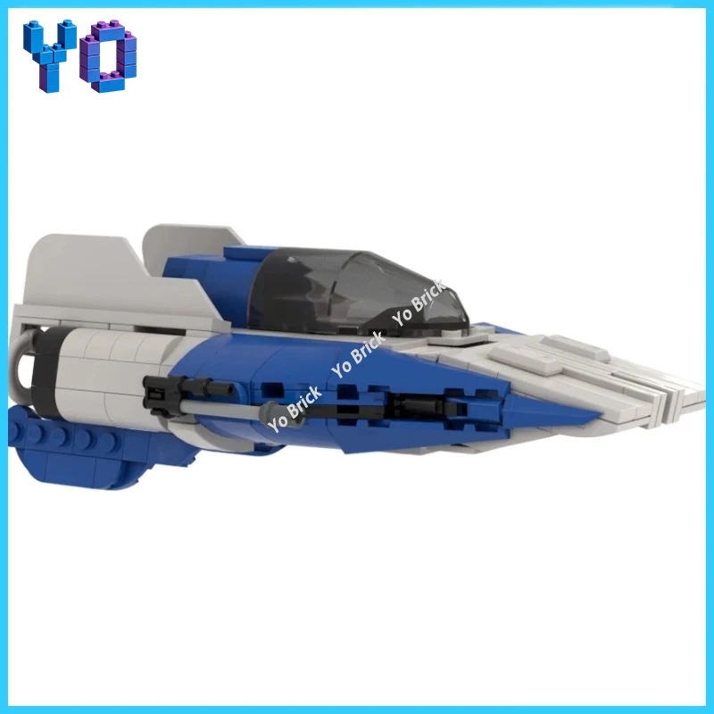 MOC Blue Split-Wing Space Scout Building Blocks, Small-Piece Quick Space Attack Fighter, Desk Decoration Toy 378pcs