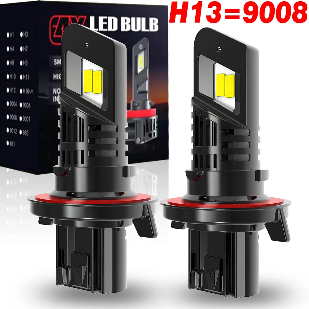 2pcs H13 9008 P26.4t Led Headlight High Power Powerful Light Canbus Car Turbo Diode Bulb White Moto Fog Lamp No Adapter Required