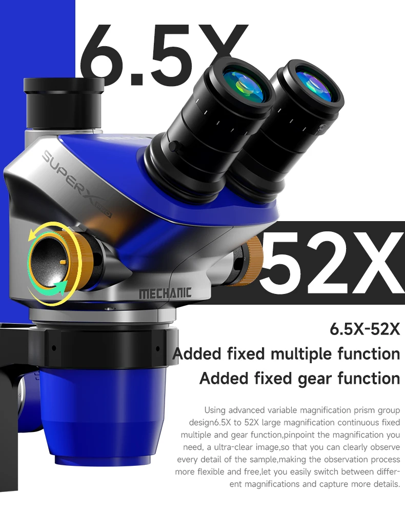 MECHANIC SUPER X PRO Microscope Zoom 6.5X-52X 4