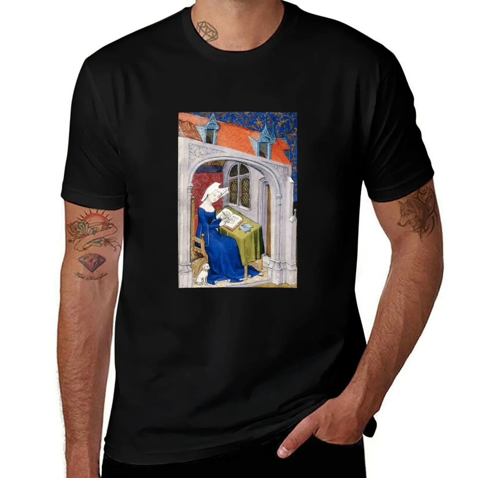 

Christine de Pizan T-Shirt man clothes anime funny costumes summer top mens workout shirts