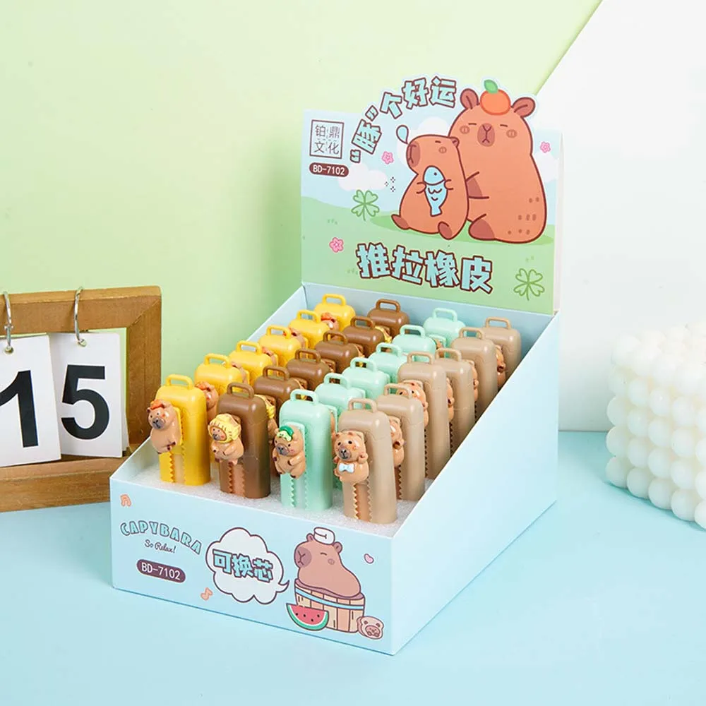 Funny Traceless Capybara Eraser Portable Wiping Push Pull Eraser Aesthetic Retractable Pencil Rubber Kids/Children