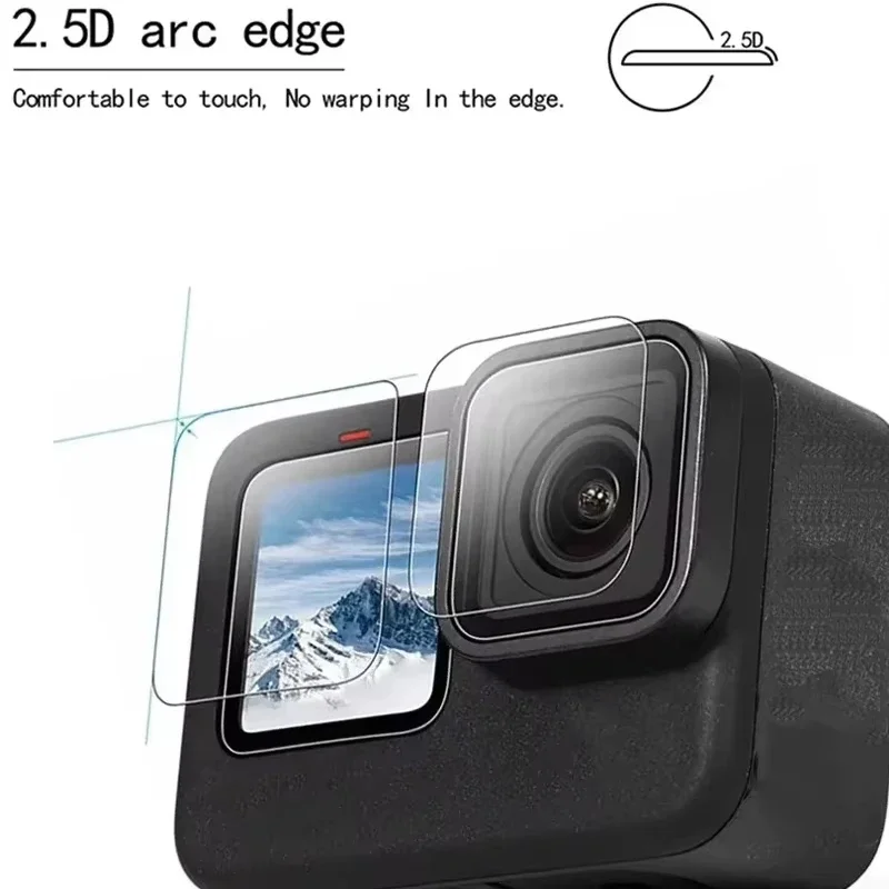 زجاج مقسى لـ GoPro Hero 12 11 10 9 واقي شاشة شفاف مضاد للخدش أفلام مقلمة لـ GoPro Hero 12 واقي شاشة