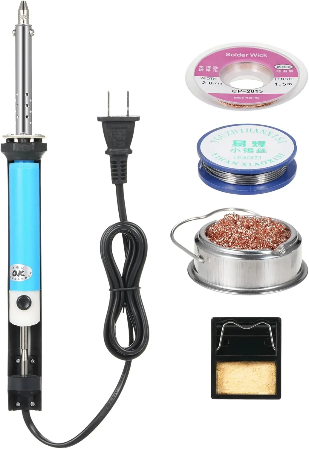 

Electric Desoldering Iron Solder Sucker 110V with 1.0mm 1.2mm Nozzles for Through-Hole PCB Repair