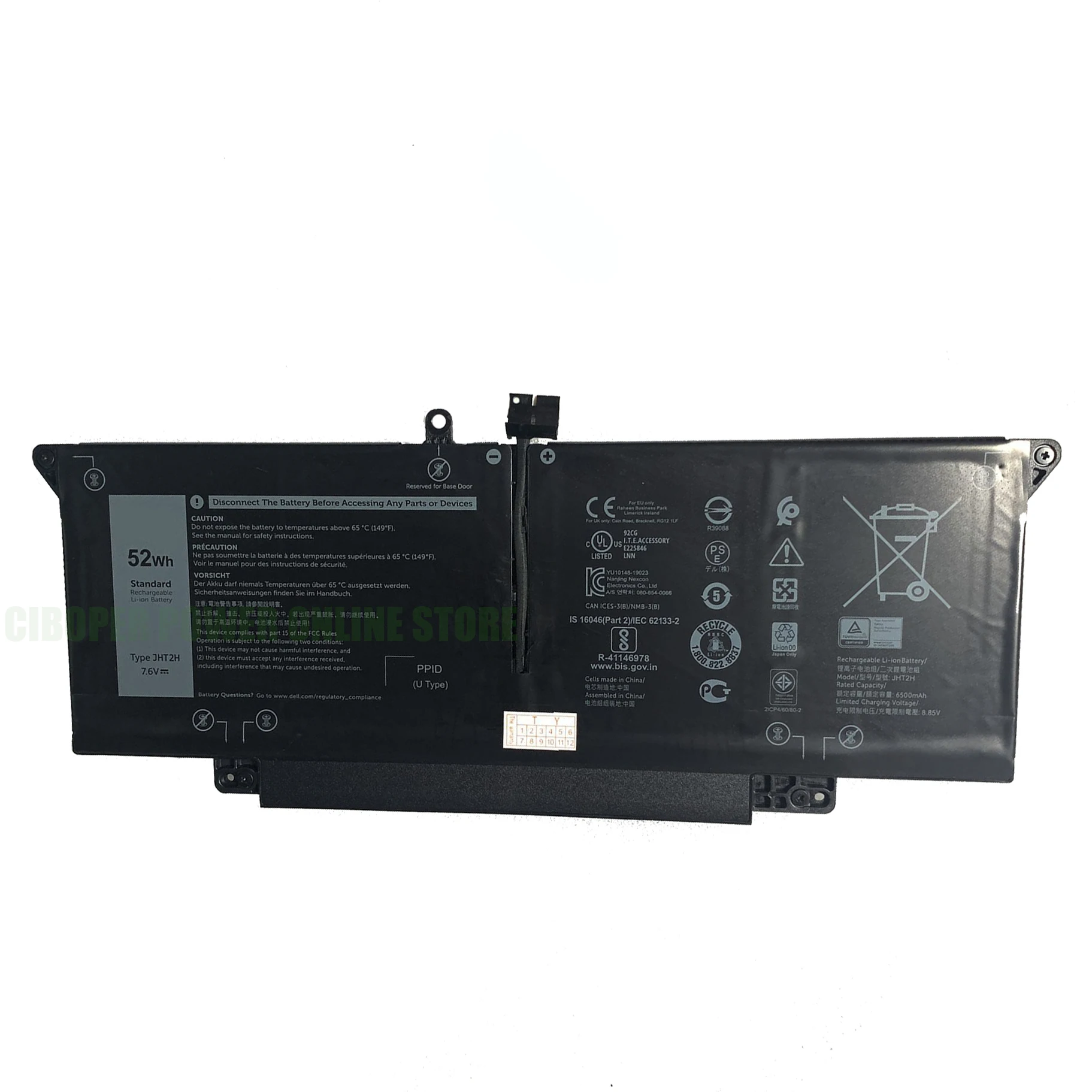CP Genuine Laptop Battery JHT2H 7.6V/52Wh 7CXN6 HRGYV T3JWC XMT81 For Latitude 7310 7410 Series Notebook