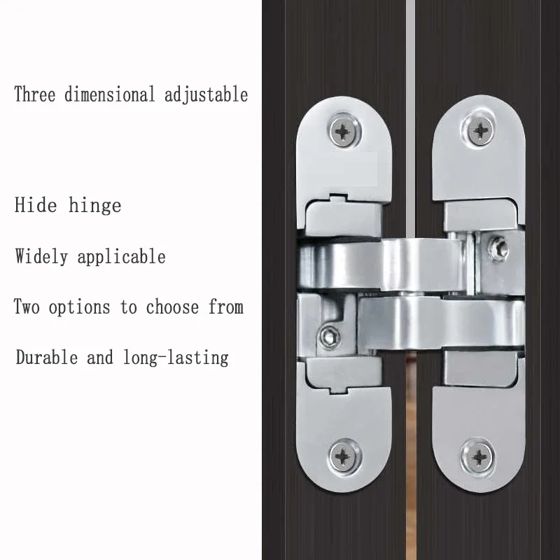 1PCS 3D Adjustable Hidden Hinge Indoor Door Cross Hinge 180 Degree Folding Door Hidden Outward Opening Hinge Hardware