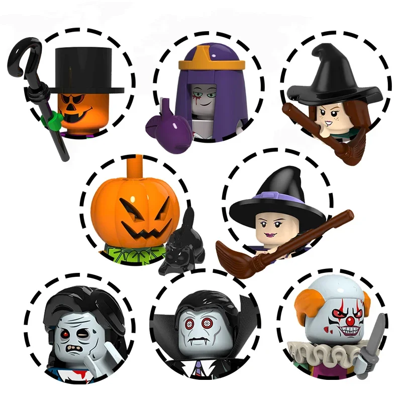 PG8171 Halloween Horror Characters Mini Assembled Building Block Action Figures Plastic Collect Toys